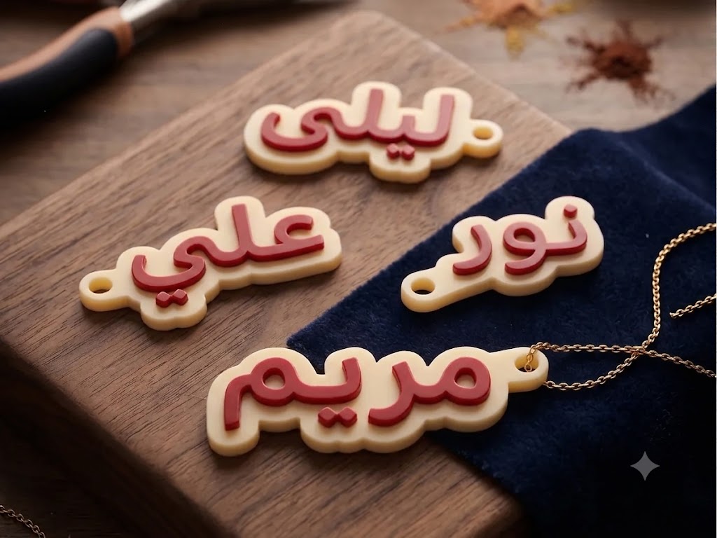 ميداليات أسماء مطبوعة ثلاثية الأبعاد من ليلك
